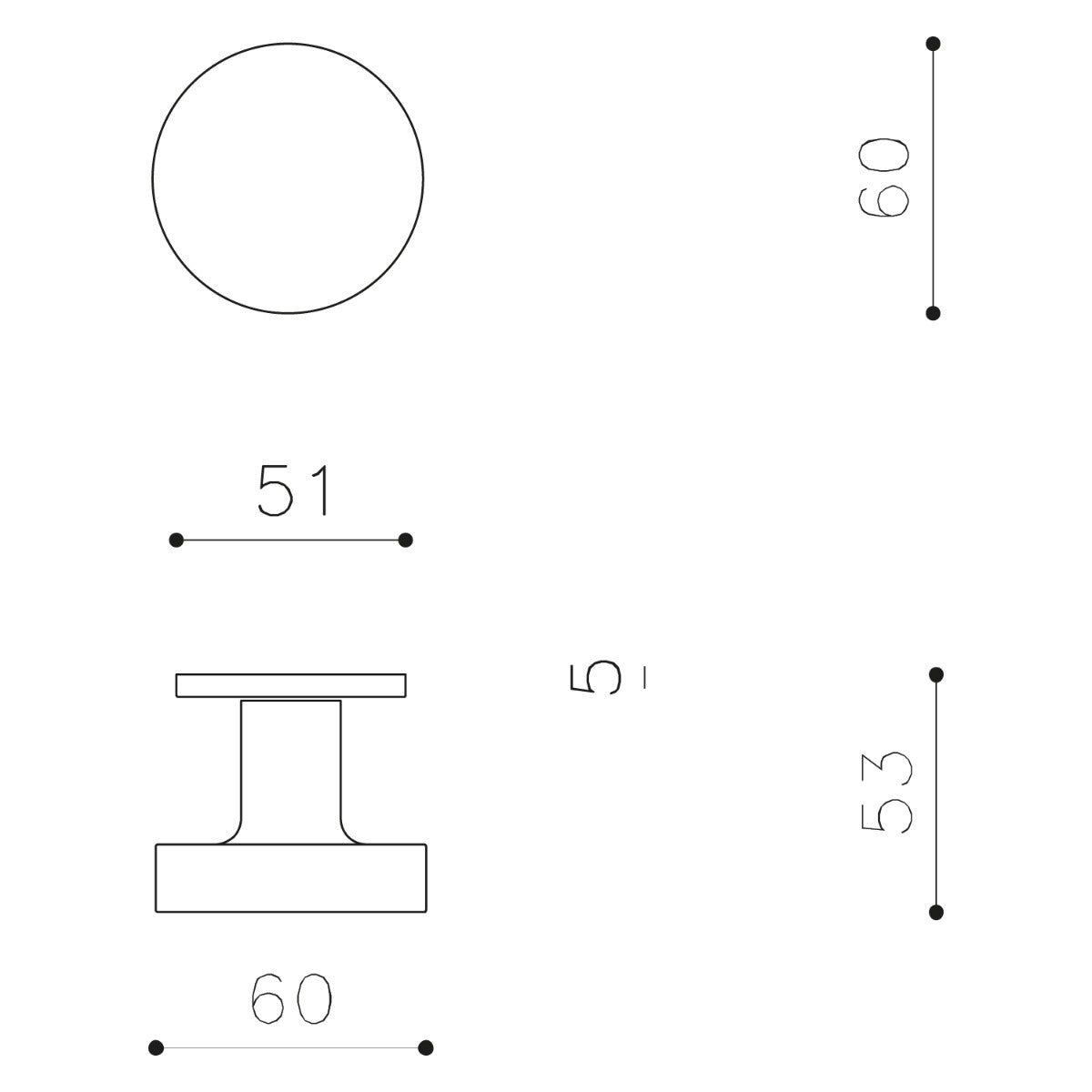 Olivari deurknop Link vast antraciet mat titaan PVD Olivari