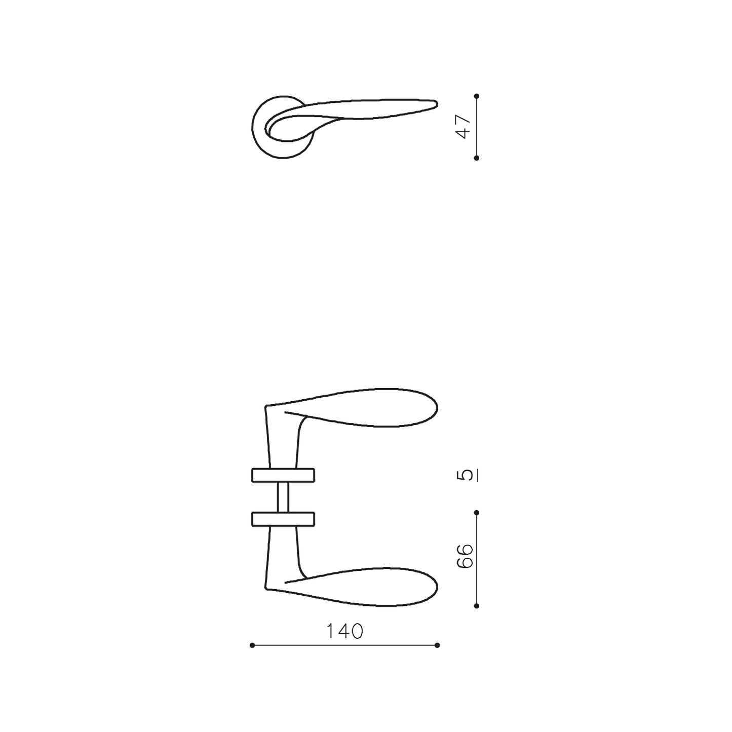 Olivari deurkruk Wind op rozet messing mat titaan PVD Olivari