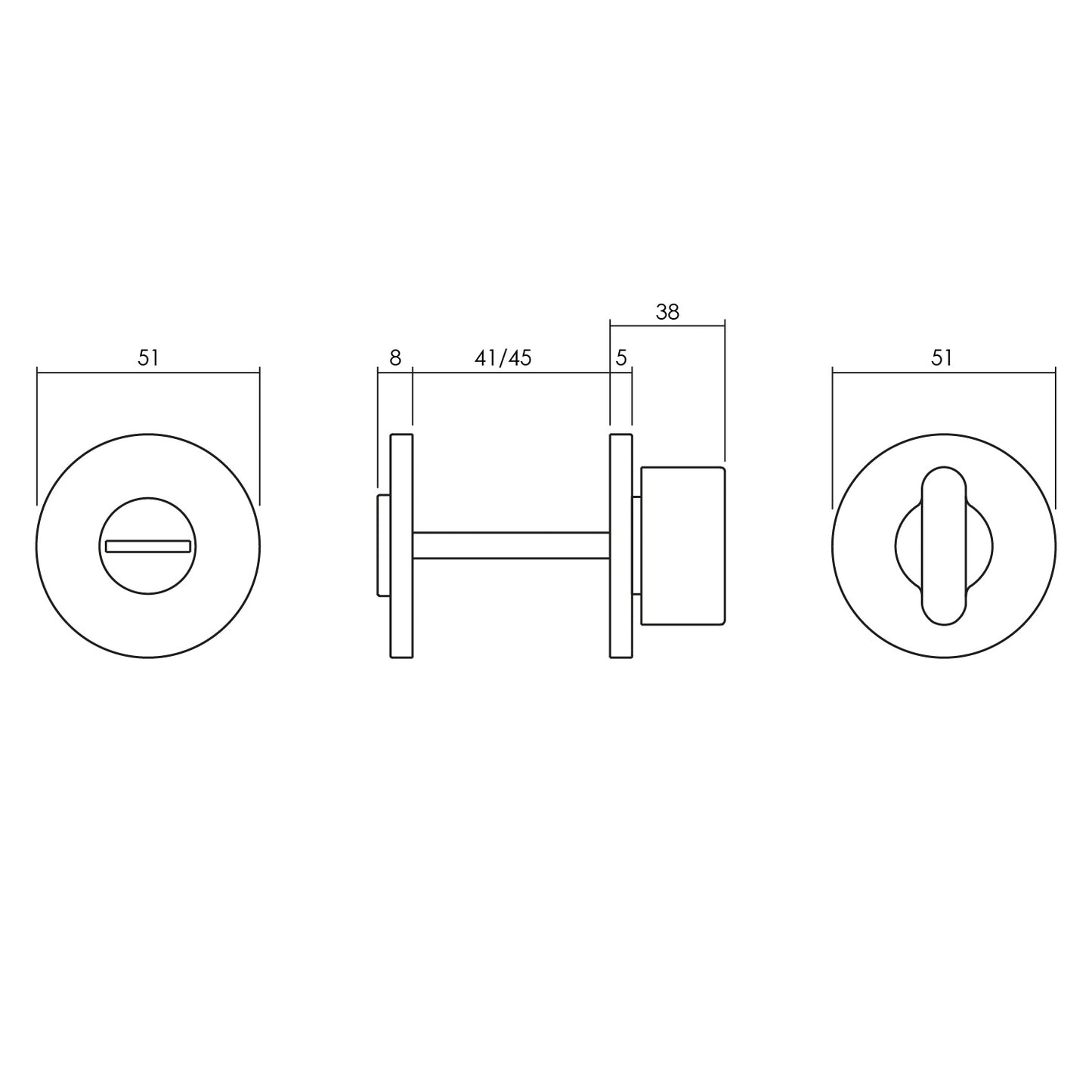 Olivari rozet toilet-/badkamersluiting rond antraciet mat titaan PVD Olivari
