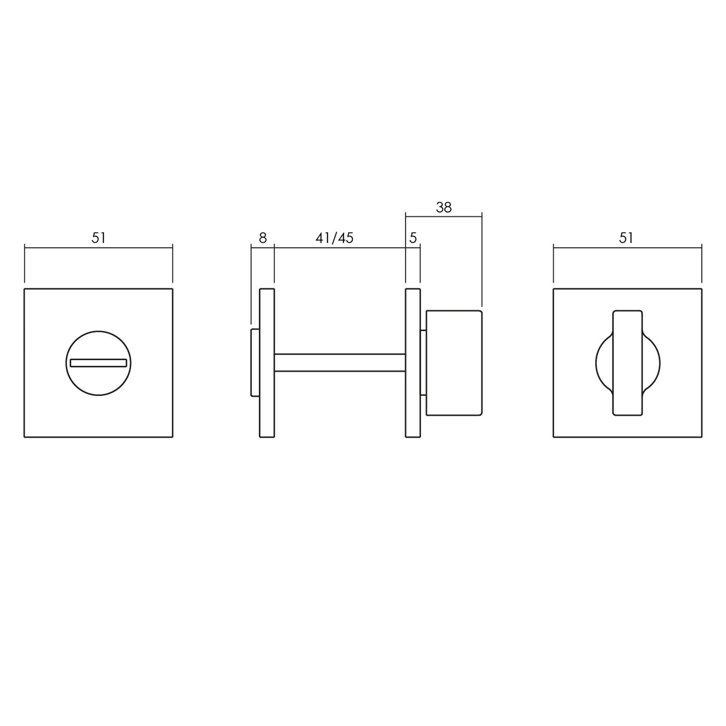 Olivari rozet toilet-/badkamersluiting vierkant brons mat titaan PVD Olivari