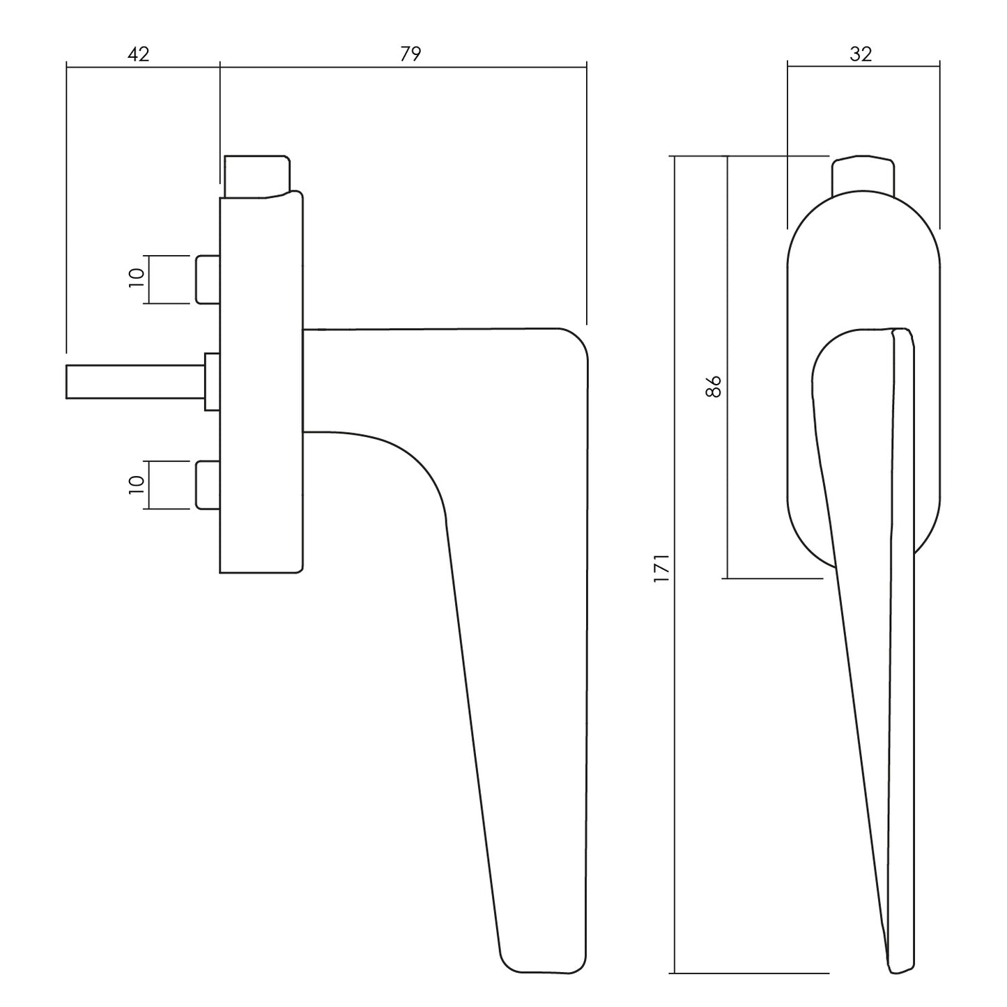 Olivari raamkruk Twist afsluitbaar antraciet mat titaan PVD Olivari