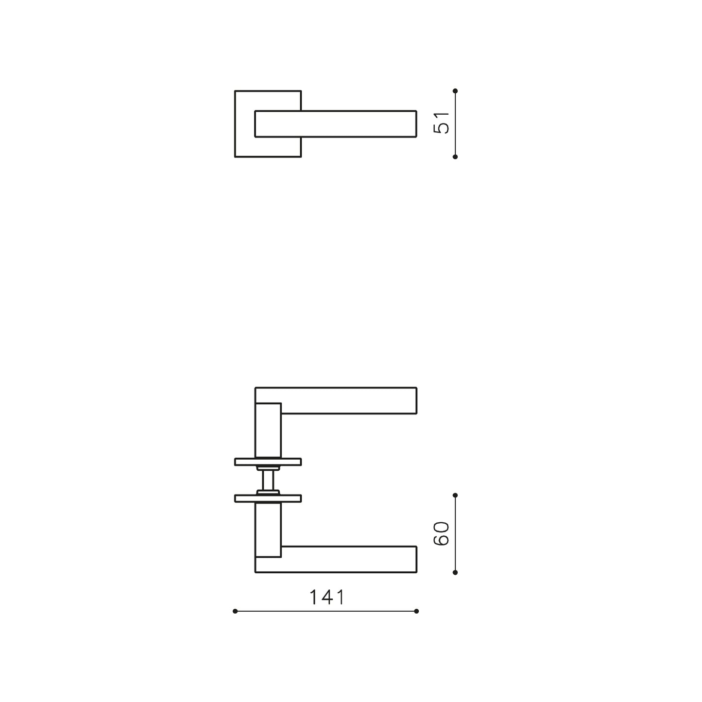 Olivari deurkruk Euclide Q op rozet antraciet mat titaan PVD Olivari