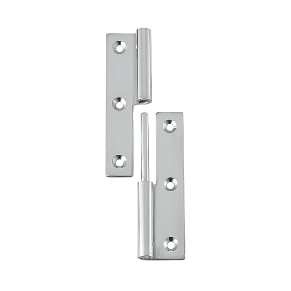 Paumelle RVS hoogte 75mm links breedte 38mm (uitgeslagen) Bestelmeubelbeslag.nl