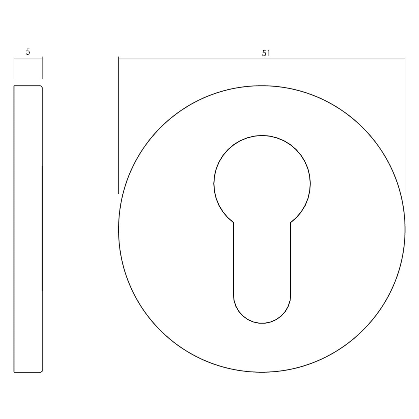 Olivari rozet rond met profielcilindergat chroom mat Olivari