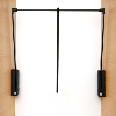 Garderobelift 600-1000mm behuizing zwart buis zwart Bestelmeubelbeslag.nl