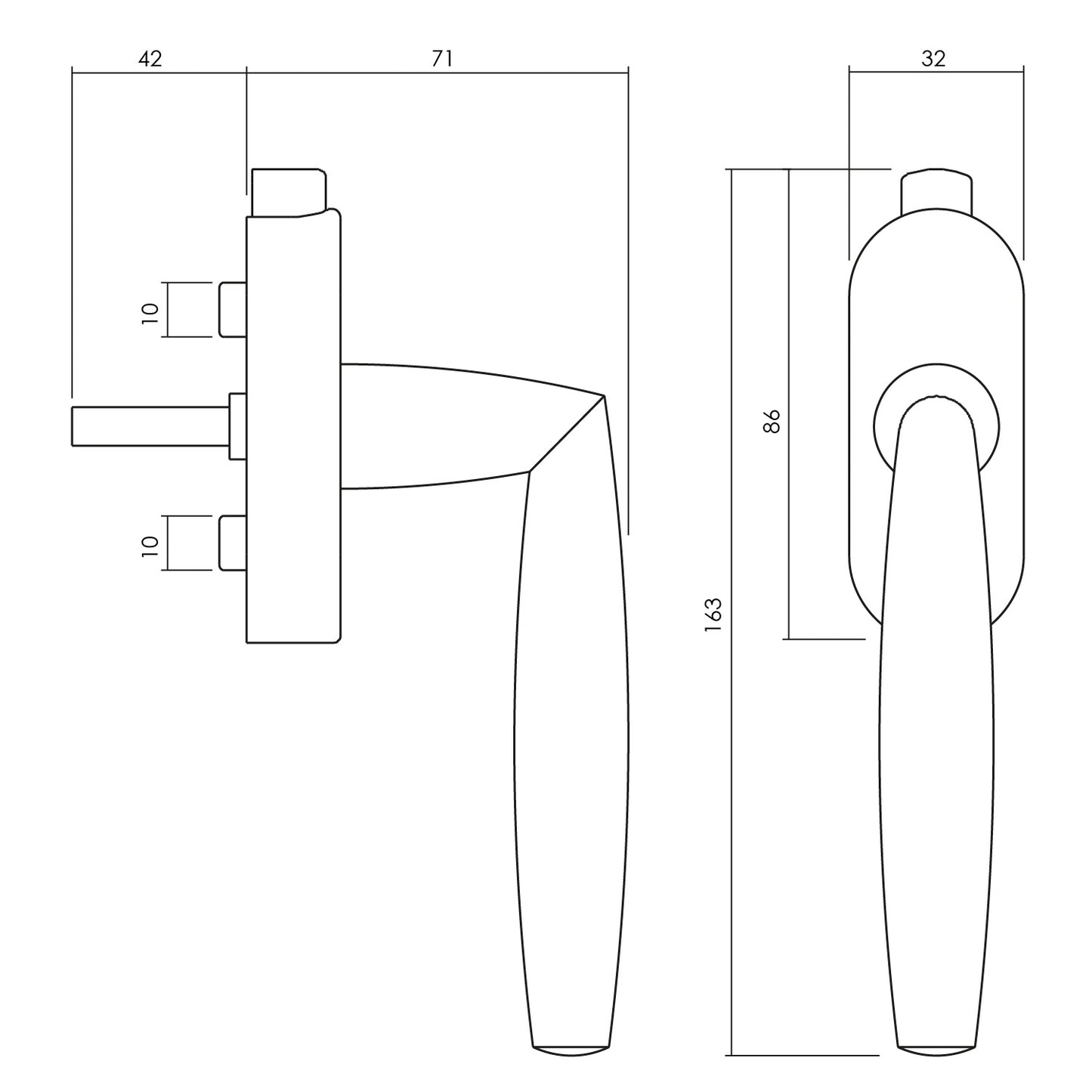 Olivari raamkruk Aurelia afsluitbaar messing mat titaan PVD Olivari