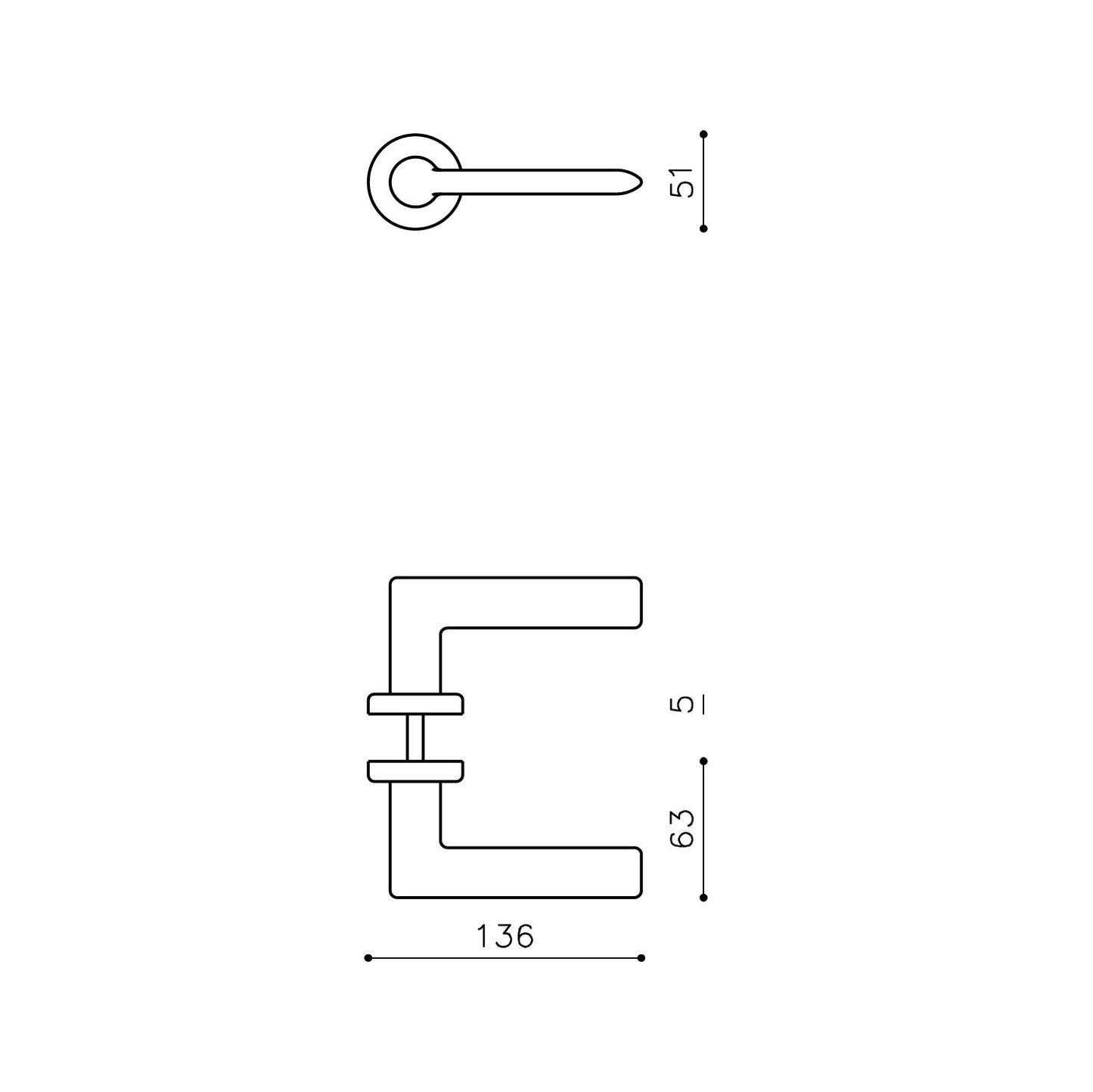 Olivari deurkruk Tecno op rozet messing titaan PVD Olivari