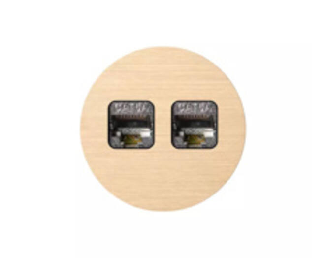 ROND 2.0 Multifit Data port 2 Keystones - small trim Data port Rond Geborsteld messing