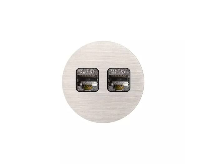 ROND 2.0 Data port 2 Keystones Data port Rond Geborsteld nikkel Trimless