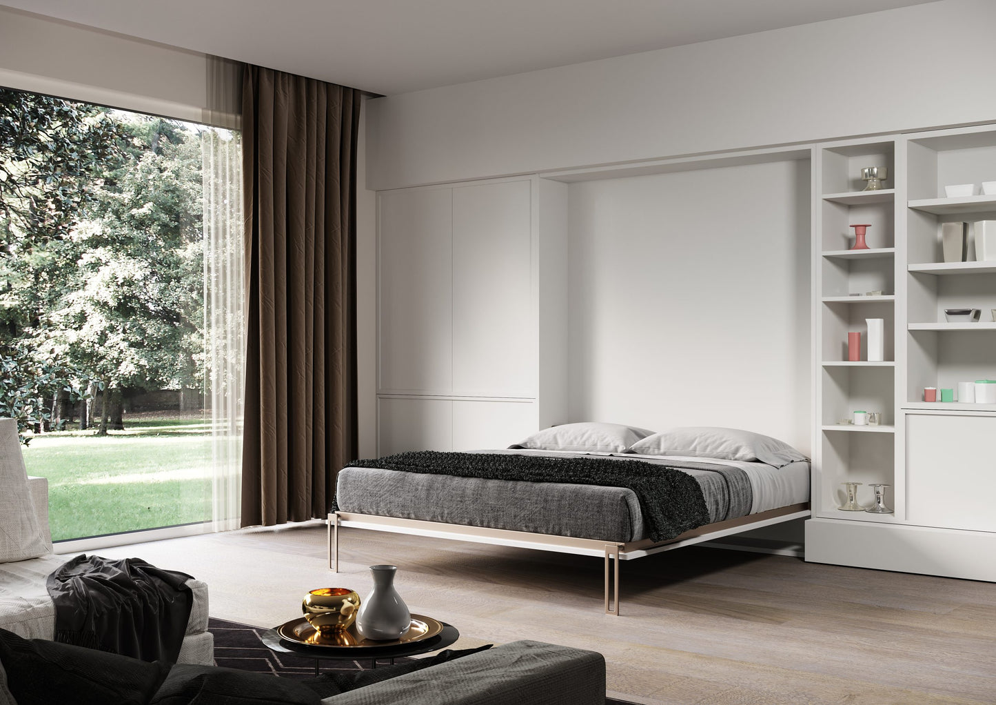 Opklapbed verticaal 143x202cm smalle naad matras 140x200cm Pozzoli