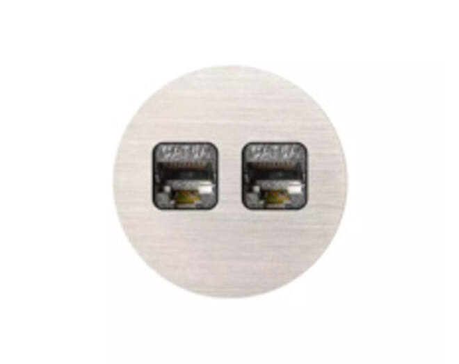 ROND 2.0 Multifit Data port 2 Keystones - small trim Data port Rond Geborsteld nikkel