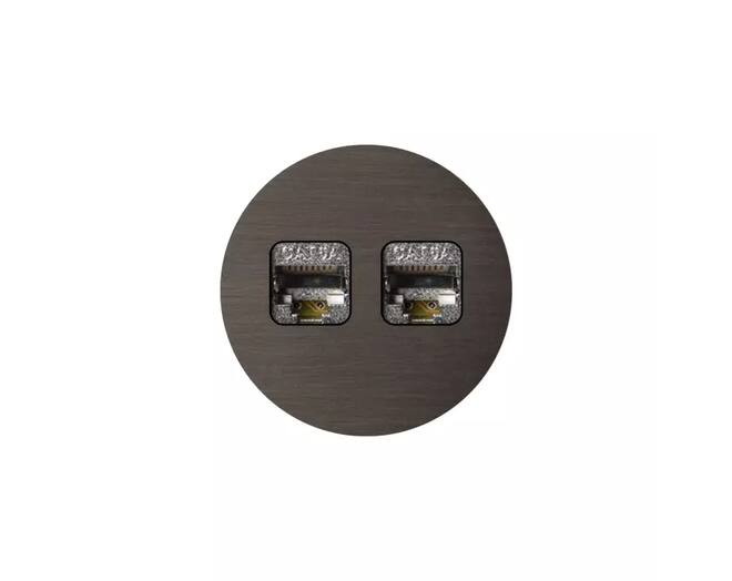 ROND 2.0 Data port 2 Keystones Data port Rond Brons donker Trimless