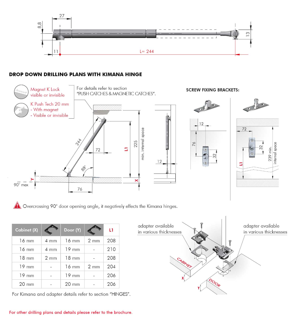 Klepschaar K12 244mm  - vallende klep (geschikt voor TIP-ON)  Bestelmeubelbeslag.nl   