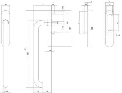 Hef-/schuifdeurbeslag blind rvs geborsteld  Intersteel   