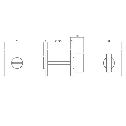 Olivari rozet toilet-/badkamersluiting vierkant chroom mat  Olivari
