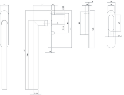 Hef-/schuifdeurbeslag hoek blind rvs geborsteld  Intersteel   