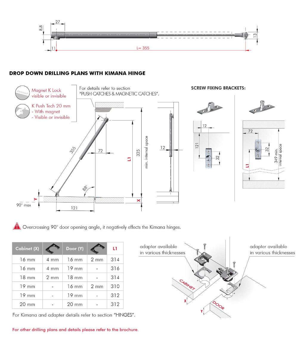 Klepschaar K12 355mm  - vallende klep (geschikt voor TIP-ON)  Bestelmeubelbeslag.nl   