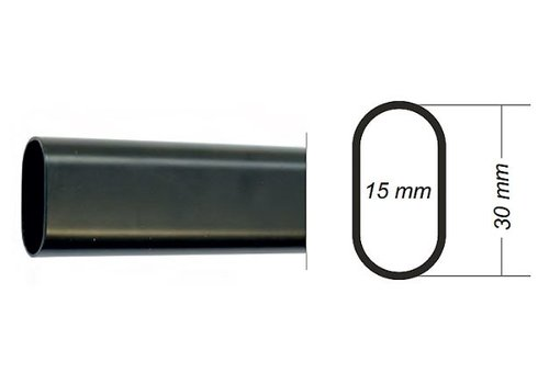 Roede 30x15mm zwart lengte 1900mm dikte 0.8mm  Bestelmeubelbeslag.nl