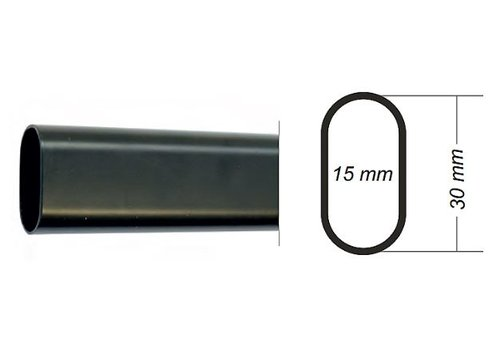 Roede 30x15mm zwart lengte 1900mm dikte 0.8mm  Bestelmeubelbeslag.nl   