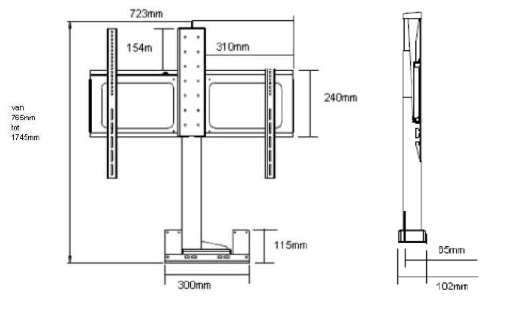 TV lift DL16XL voor tv's tot 65inch  Linak   