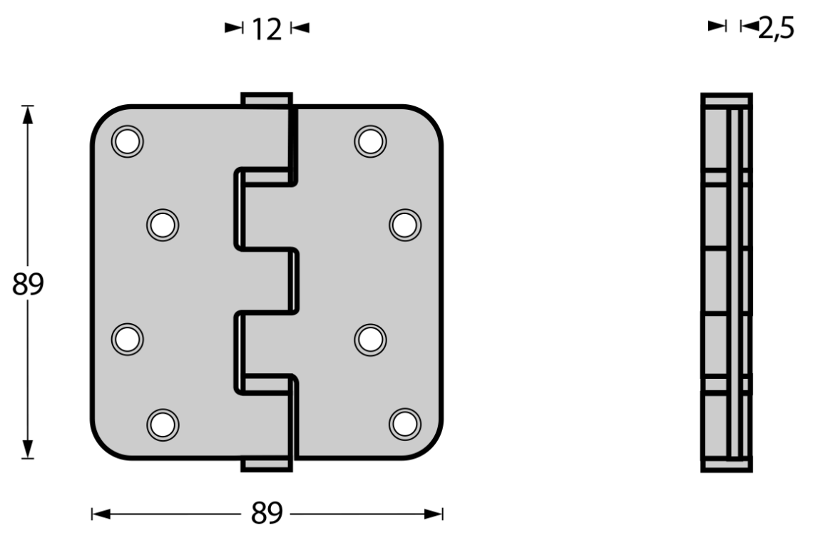 Kogellagerscharnier afgerond tot 70 kilo mat zwart  Intersteel   