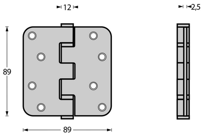 Kogellagerscharnier afgerond tot 70 kilo mat zwart  Intersteel   
