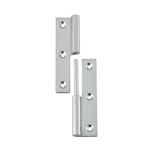 Paumelle RVS hoogte 75mm links breedte 38mm (uitgeslagen)  Bestelmeubelbeslag.nl
