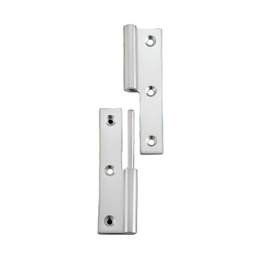Paumelle RVS hoogte 75mm rechts breedte 38mm (uitgeslagen)  Bestelmeubelbeslag.nl